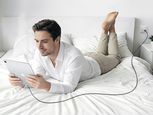 Long-Length USB-C Fast Charging Cable for Home &amp;amp; Bed Use