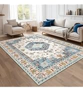 HappyTrends 4x6 Boho Area Rug Large Non Slip Washable Area Rugs Bohemian Vintage Carpet Outdoor R...