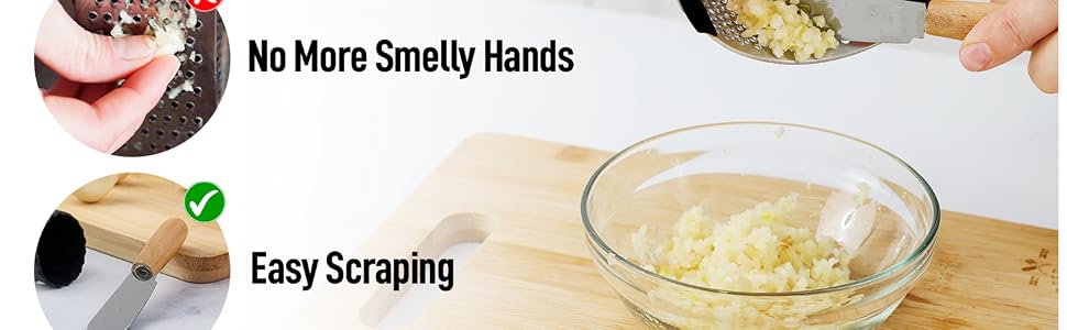 “tumbliQ garlic press vs plastic garlic crusher durable stainless steel kitchen tool”