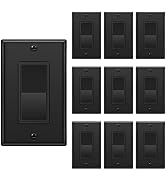 [10 Pack] BESTTEN Single Pole Decorator Wall Light Switch with Wallplate, 15A 120/277V, On/Off Ro...