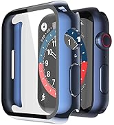 Misxi 2 Pack Hard PC Case with Tempered Glass Screen Protector Compatible with Apple Watch Series...