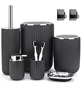 Boperzi Bathroom Accessories Set Complete: 8pc Bathroom Accessory Set with Trash Can 2pc for Floo...