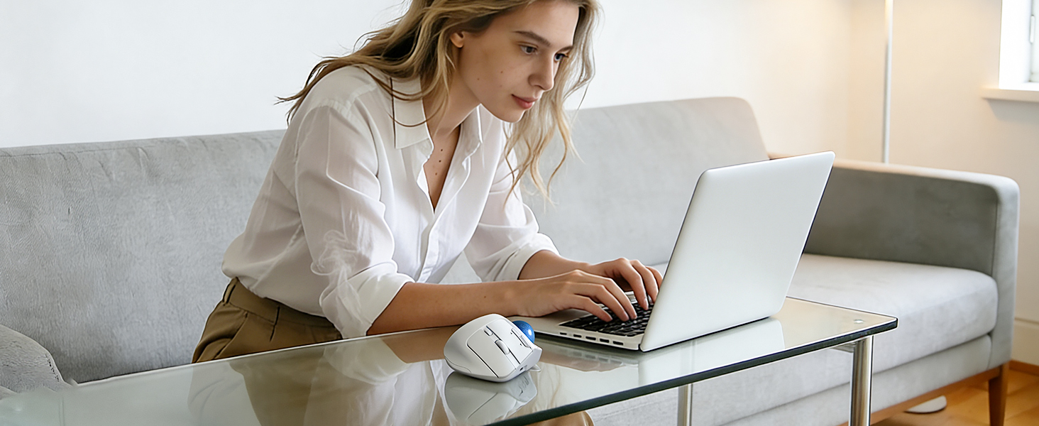 Wireless Trackball Mouse, Ergonomic Bluetooth Rechargeable Computer Mouse