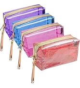 CAAORDKSO 4Pcs Waterproof Cosmetic Bag, Cute Makeup Bag for Women, PVC Transparent Zippered Toile...