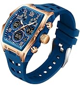 FANMIS Watch for Men Fashion Hollow Unique Rectangle Dial Wristwatch Waterproof Sport Digital Ana...