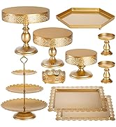 Peohud 10 Pieces Gold Cake Stand, Metal Round Cupcake Tower, Decorative Dessert Fruit Candy Displ...