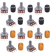 Taiss 10pcs Rotary Potentiometer 10K Ohm Potentiometer 3 Terminals Linear Taper Rotary Audio B Ty...