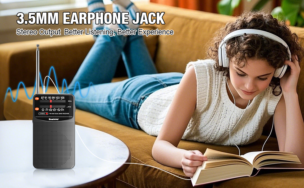 portable radio with sterep earphone jack