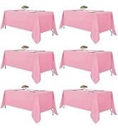 Fitable Pink Tablecloths for Rectangle Tables, 6 Pack - 70 x 120 Inches - Reusable and Washable T...
