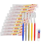 fafortune 50pcs Disposable Toothbrushes with Toothpaste (5 Colors)
