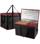 mosago 2PK XXXL Insulated Food Delivery Bag - Reusable Thermal Cooler Grocery Bags for Doordash C...