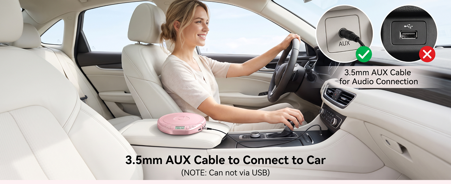CD player with 3.5mm AUX cable