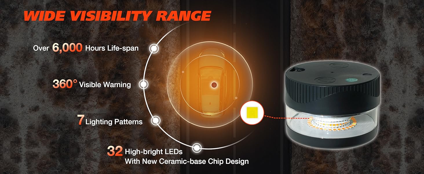 magnetic beacon light strobe wireless rechargeable led flashing