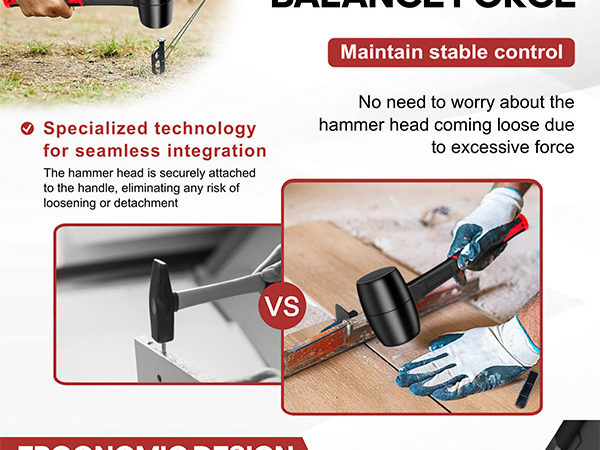 This rubber mallet safely delivers sufficient force while protecting struck objects from damage.