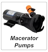 Macerator Pumps. Black RV waste water pump. Portable, quick release.