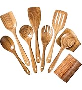 Riveira 9 Pieces Teak Wooden Spoons For Cooking – Premium &amp; Durable Organic Teak Wooden Cooking U...