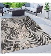 Rugshop Tropical Floral Leaves Indoor/Outdoor Area Rug 5' x 7' Gray
