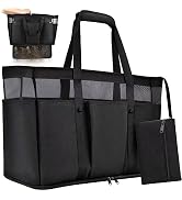 TEUEN Large Beach Bag with Zipper, 12 Pockets Waterproof Sandproof Pool Bag Womens Mesh Beach Tot...