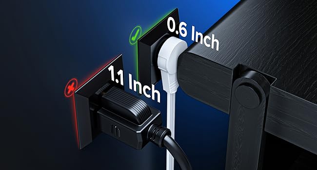 360 Extension Cord fits in tight spaces 