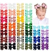 70 Pieces Hair Bows for Girls 3 Inch Grosgrain Ribbon Toddler Hair Accessories with Alligator Cli...