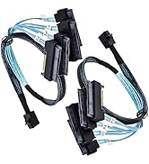 LANPAN 2PCS SFF-8643 to 4X SFF-8482 Mini SAS HD Breakout Cable 1.6ft/0.5m, 12Gbps SAS3, 29+15 Pin...