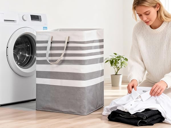MANYOND 2 Pack Large Laundry Baskets for Dorm, Bathroom, Bedroom, Laundry Room