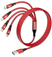 MJXIANG Multi USB C Cable[3.1A/4FT/2 Pack],QC 3.0 USB C Splitter Cable,4 in 1 Charger Cord with 4...