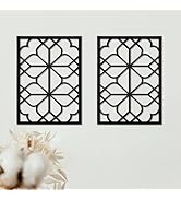Rustic Metal Wall Decor Black Square Vintage Carved Openwork Design Wall Art For Living Room Bedr...