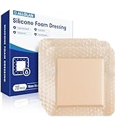 LXIANGN Silicone Foam Dressing 4"x4",Waterproof and High Absorbency Bandages with Border Adhesive...