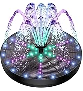 Yzert Upgraded Solar Fountain Bird Bath with 60 LED Lights, Solar Powered Water Fountain Pump wit...