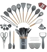 Unokit Silicone Cooking Utensils Set for Kitchen - 38 PCS Utensils Set, 446? Heat Resistant Cooki...
