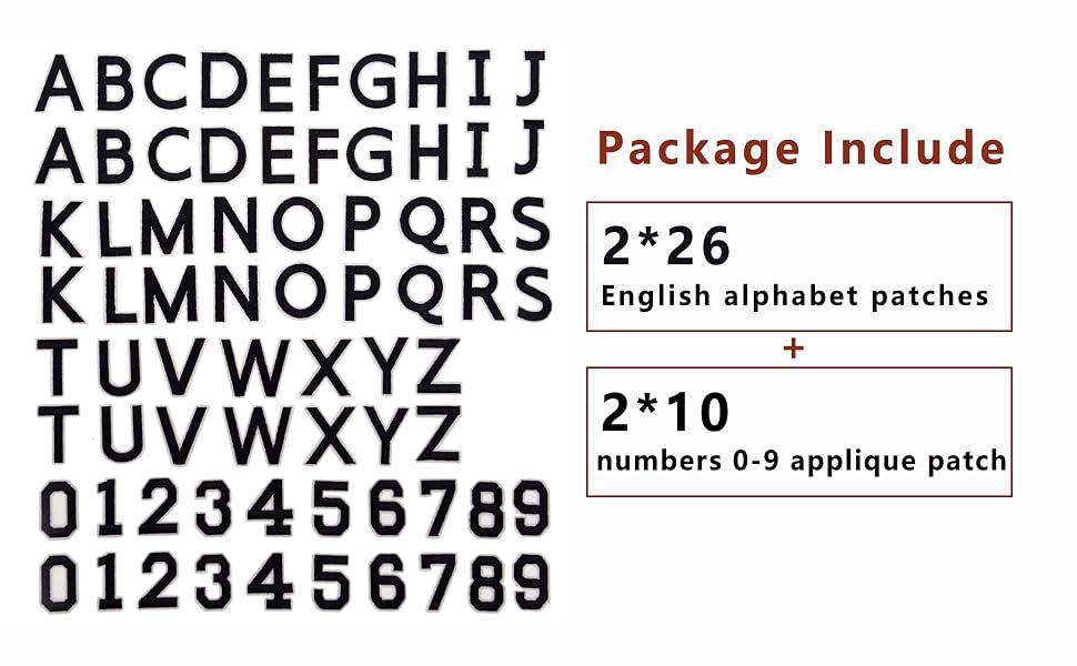 Iron on Letter and Numbers Patches 72 Pieces