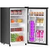 DUMOS 3.2 Cu.Ft Mini Fridge with Freezer, Single Door Refrigerator with Adjustable Thermostat, Co...