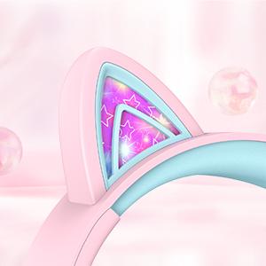 kids headphones with microphone wireless bluetooth headphones for kids cat ear led light up girls