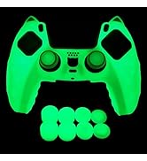 HLRAO Glow in The Dark PS5 Controller Skin,Green Cute Cat Paw Silicone Cover Skins Compatible wit...