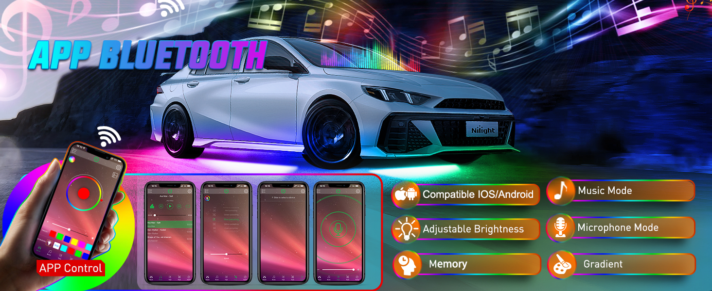 4Pcs Aluminum Underglow Neon Accent Strip Lights 396 LEDs