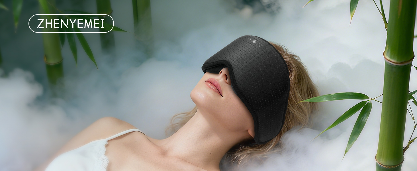 Sleep Mask with Bluetooth 5.4 Headphones, Removable 3D Eye Cups