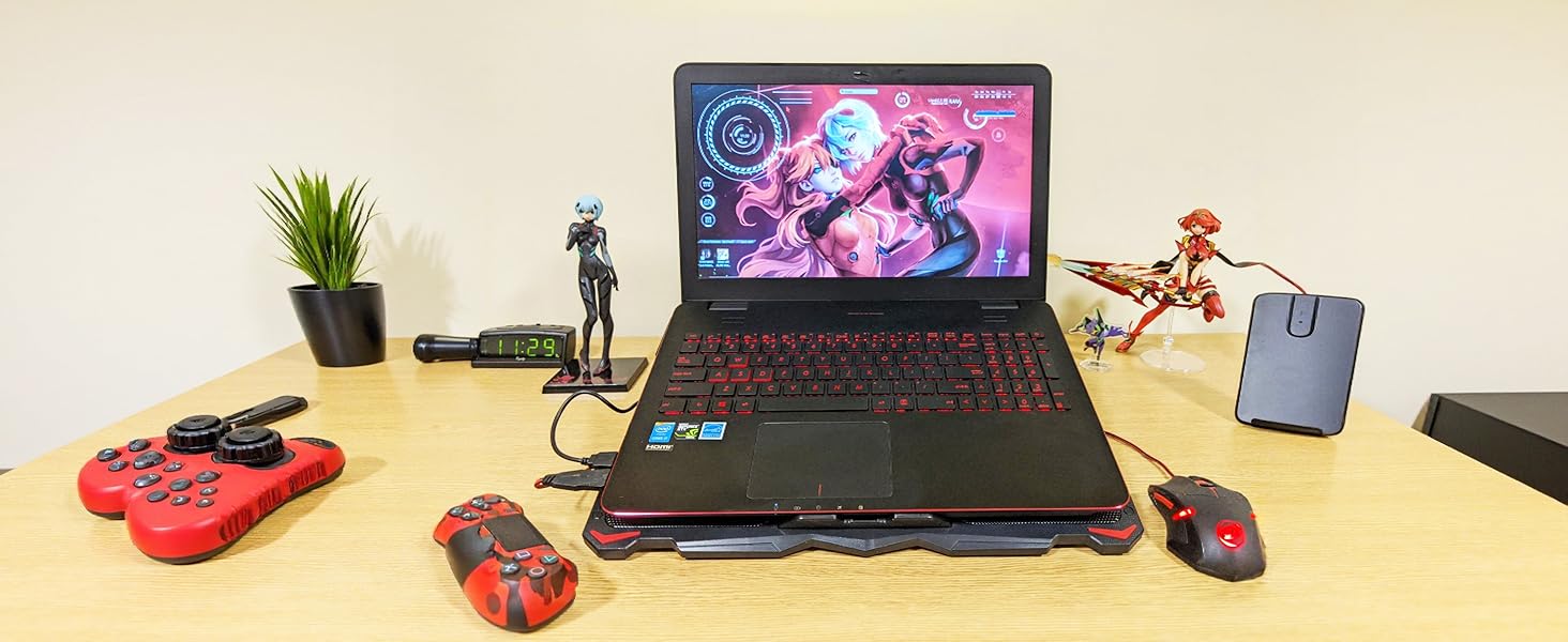 AICHESON Laptop Cooling Pad Purple Lights fan booster deck rack canddy tray cooling stand chill mat