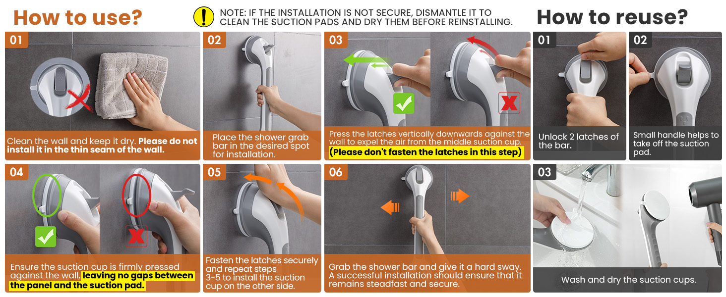 suction grab bars for shower
