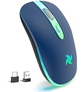HZD Wireless Mouse, Rechargeable Mouse, 2.4G Portable Slim Silent Mouse with USB Receiver and Typ...