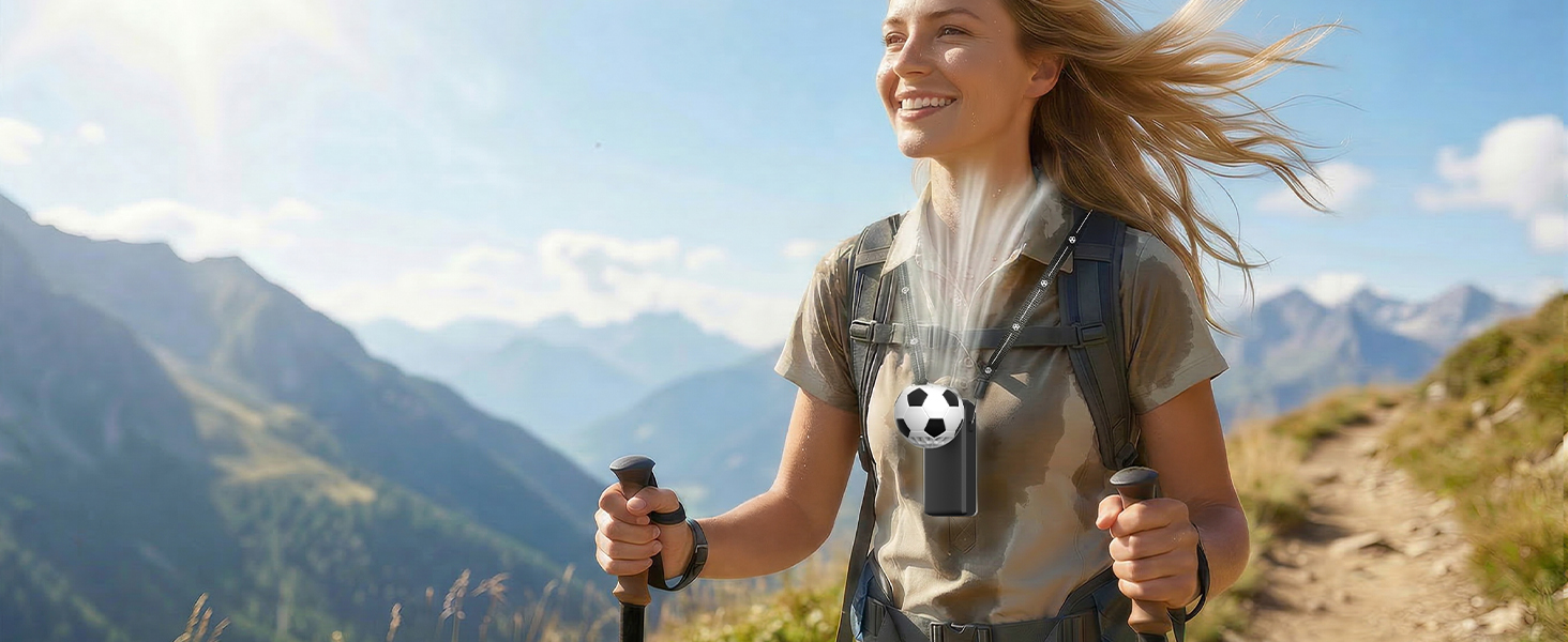 Portable handheld fan for hiking