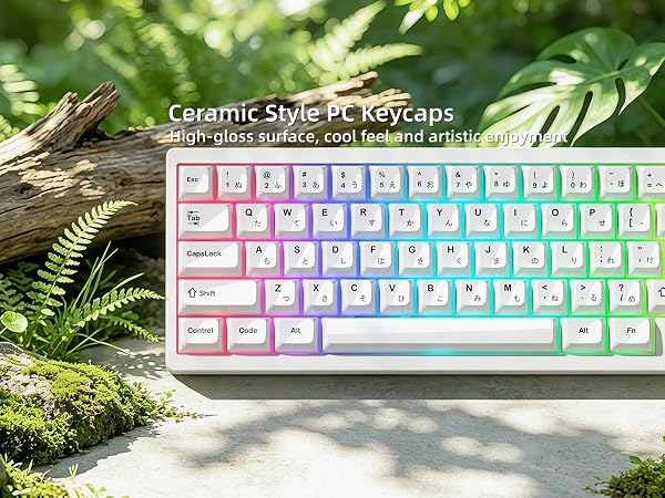 White Keycaps Ceramic Style PC Glossy Jelly Keycap for Mechanical Keyboard