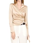 DAISYSILK Luxury Mulberry Silk Elegant Fitted Wrap Silk Blouse Long Sleeve Shirt