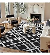 HUGEAR 8x10 Shag Area Rug Black Modern Neutral Medium Plush Pile Super Soft Indoor Fuzzy Carpet N...