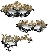 TFTSR Masquerade Masks for Women Couples,Men Mardi Gras Mask,Girls Black Gold Lace Costume,Adults...