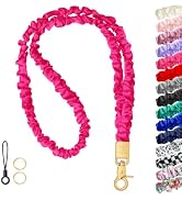 YANTHKEY Cute Stretchy Scrunchie Neck Lanyards for ID Badges &amp; Keys | Cool Ultra-Thin Key Lanyard...