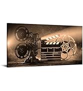 LevvArts Large Canvas Wall Art Classic Old Fashion Film Reels Poster Filmmaking Concept Scene Ret...
