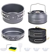 DA DINITHRON 10-Piece Camping Cookware Set, Lightweight Hard-Anodized Aluminum Pots and Pans with...
