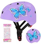 Kids Bike Helmet Adjustable Youth Toddler Helmet with DIY Stickers for Girls Age 3-5-8-14 Years f...