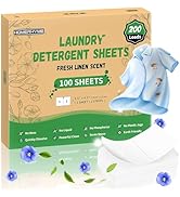 HOMERHYME Laundry Detergent Sheets - Fresh Linen Scent, 200 Loads (100 Sheets), Plastic Free Laun...